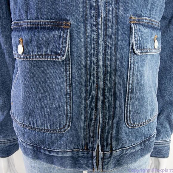 NEW Madewell Sherpa-Lined blue Denim Zip‎ Jacket, size M, NWT - Picture 9 of 16